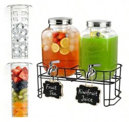 2 Packs 1 Gallon Glass With Stand And 304 Stainless Steel Faucet Party Drink Dispenser