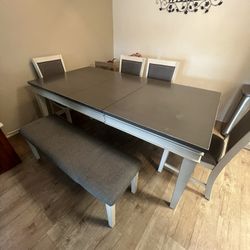 Modern Farmhouse Dining Table Set w/ Extension