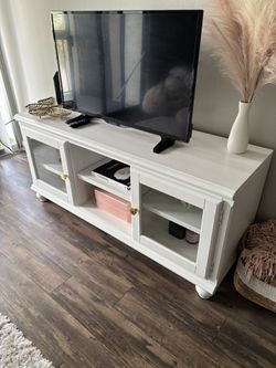 White high end TV stand and cabinet