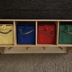 Wooden Shelf With Hooks