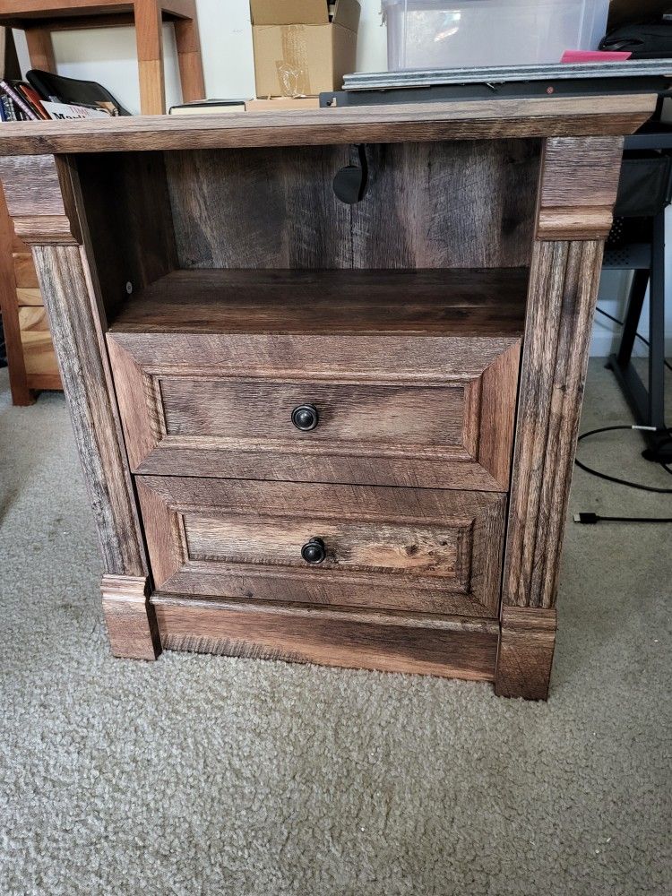 One 26" Tall Nightstand with 2 Drawers and Charging Station