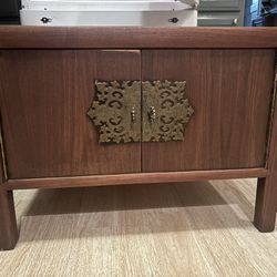 Asian Inspired Solid Wood Side Table Cabinet 