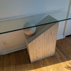 Travertine Postmodern Console Table , Entry Table , Accent Table