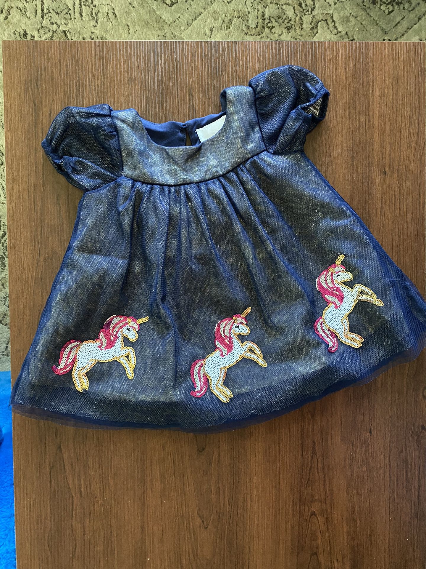 Dark Blue Dress With Gold Underlay
