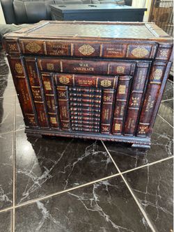 Vintage faux library book storage trunk