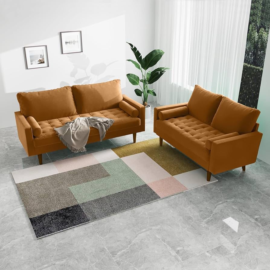 SILKIR Velvet Loveseat Sofa, Love Seats Furniture for Small Spaces, Mid ...