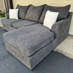 Gray Reversible Living Spaces Sectional Couch Sofa