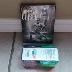 New HAMMER AND CHISEL 6 DVD BOX SET EXERCISE STRENGTH MASTERS + 7PC PORTION POTS 