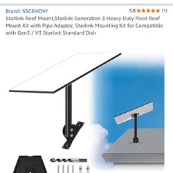 Starlink Roof Mount,Starlink Generation 3 Heavy Duty Pivot Roof Mount Kit with Pipe Adapter, Starlink Mounting Kit for Compatible with Gen3 / V3 Starl