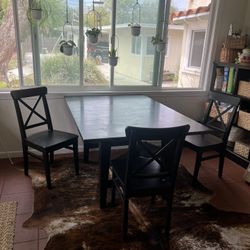 Solid Black Wood Dining Table + 5 Chairs – $180 OBO