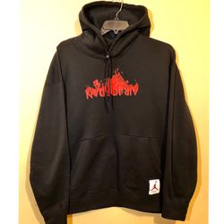 Men's Jordan Black/University Red Jordan AJ4 Fleece Pullover Hoodie Size 2xl