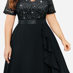 MISSMAY Women’s Black Sequins Dress Cocktail Prom Midi size L