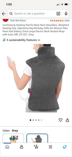 NEW! Comfytemp 22"x33" Weighted Heating Pad For Neck Shoulder and Back -K9036 - GRAY