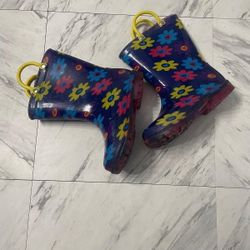 Waterproof Boots Girls Size 8 Pink Flower Print Bottoms Light Up