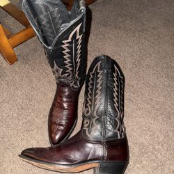Men’s Cowboy Boots – Black & Brown Leather (Good Condition)