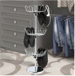 3-Tier Revolving Chrome Shoe Rack