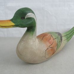 Large Antique Vintage Hand Carved Wooden Duck Decoy 23" Length


