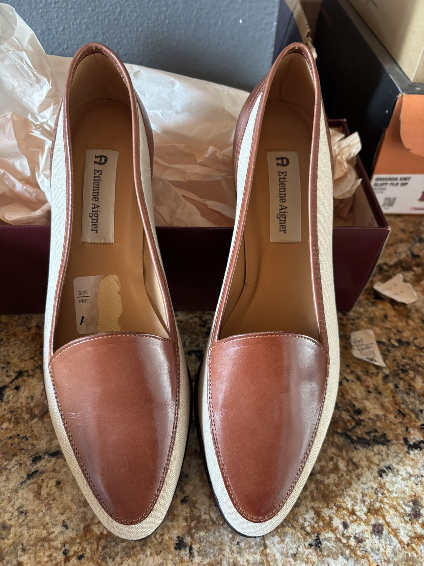 Atienne Eigner NWT Linen And Leather Women’s Flats Size 9