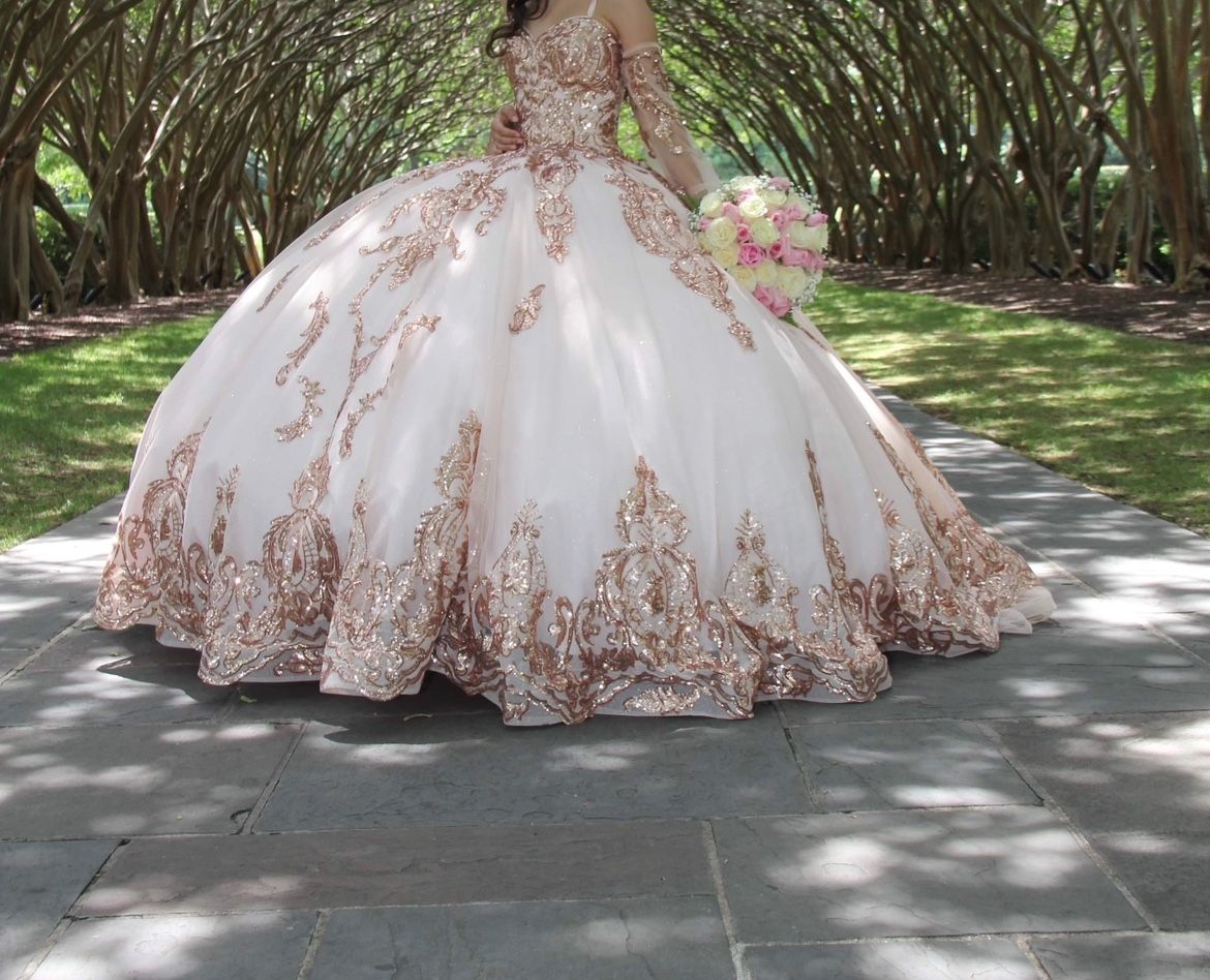 Rose Gold Quinceañera Dress XS