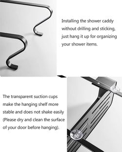 Over the Door Shower Caddy, Hanging Organizer Shelf Rustproof, Shower  Basket with Suction Cup