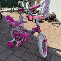 Pink Barbie Girl Bike with training wheels