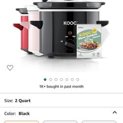 KOOC Small Slow Cooker, 2-Quart, Free Liners Included for Easy Clean-up, Upgraded Ceramic Pot, Adjustable Temp, Nutrient Loss Reduction, Stainless Ste