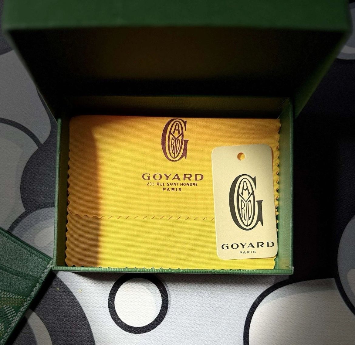 Green Designer Goyard Card Holder