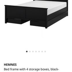 IKEA HEMNESS FULL SIZE BED WITH 4 Set Of Under Bed Storage drawers 