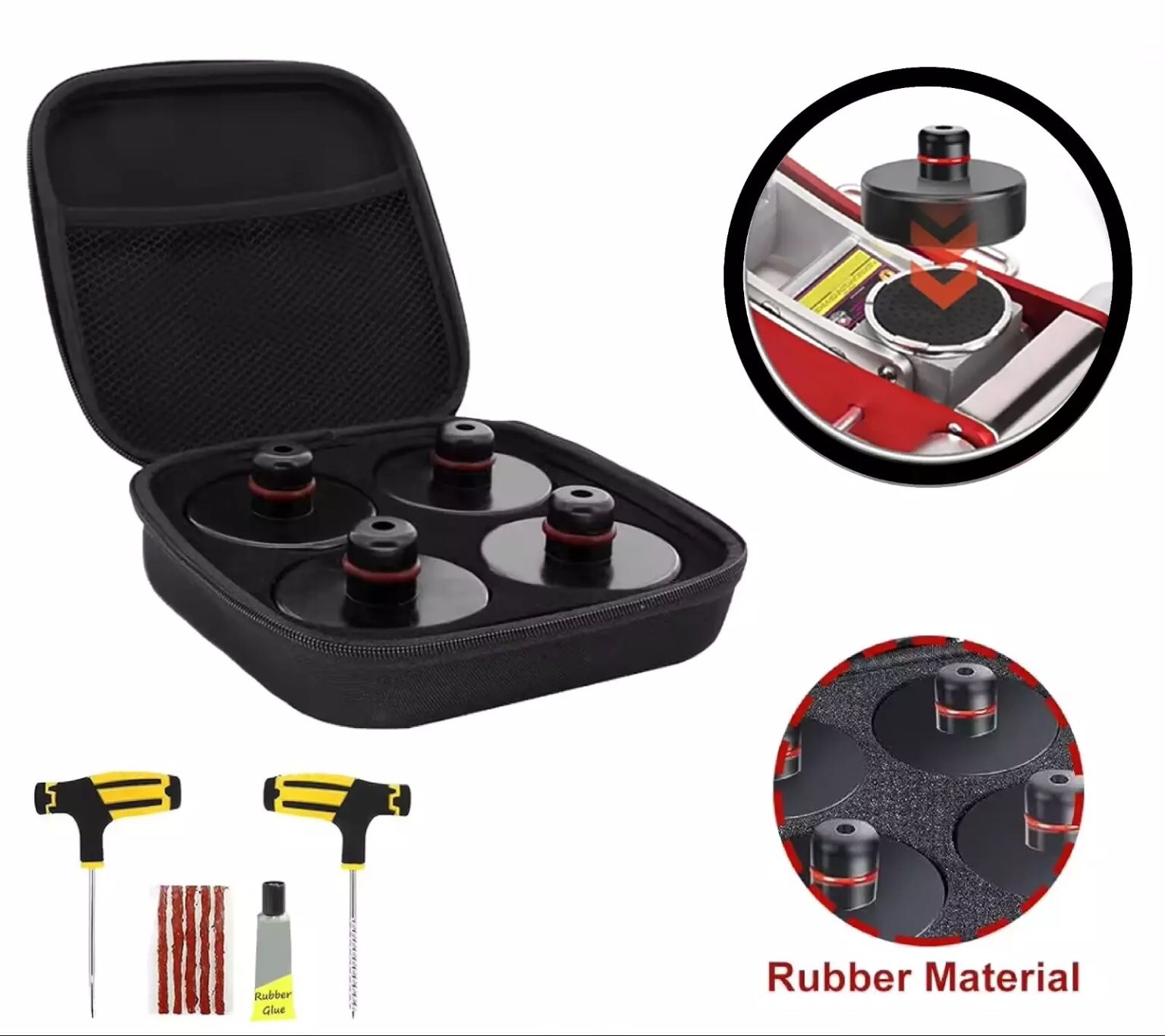 Lifting Jack Pad Set with Tire Repair Plug Set & Case for Tesla Model 3/S/X/Y