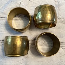 vintage Napkin Rings , Brass Napkin Rings,hammered brass, set of 6