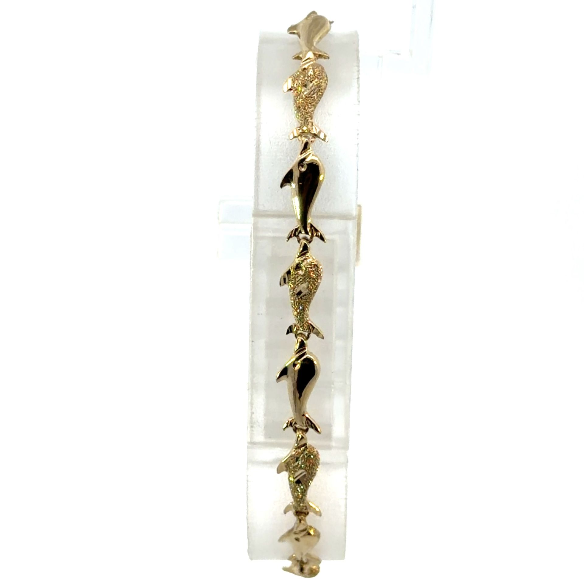 Woman’s Ladies 14k Yellow Gold Dolphin Chain Bracelet 7.5” Inch GP3119114