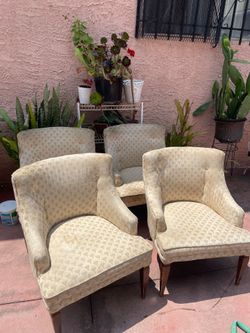 Set of 4 Vintage Hollywood Regency Tub Barrel Chairs