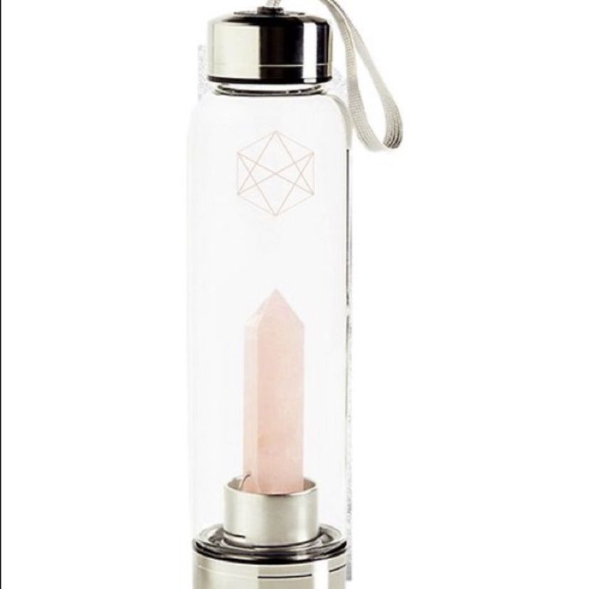 Lifestyle Rose Crystal Elixir Glass Water Bottle