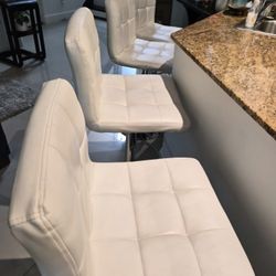 6 White Adjustable Barstools