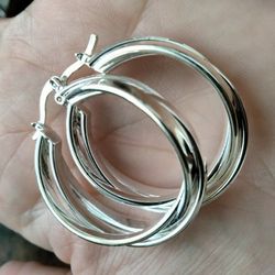925 Sterling Silver Hoops Earrings 