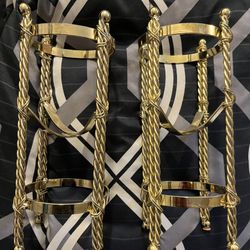 Vintage Brass Plant Stands and Brass Candle Holder