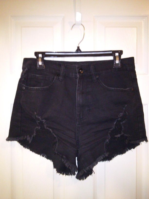 Kendall & Kylie The Icon Short Black Distressed Jean Shorts Size 5/27