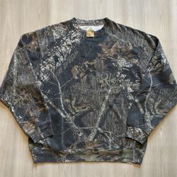 VTG Mossy Oak Sweatshirt Break Up Camo Crewneck Pullover Field Staff Sz Large 