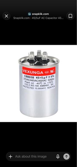 45/5 uF 45+5 MFD 370V or 440V Dual Run Start Round A/C Capacitor 45 5 uF 370 440 Volt VAC CBB65B Air Conditioner Capacitors for AC Unit Fan Motor Star