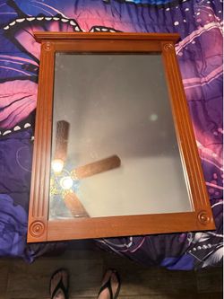 Framed wood mirror