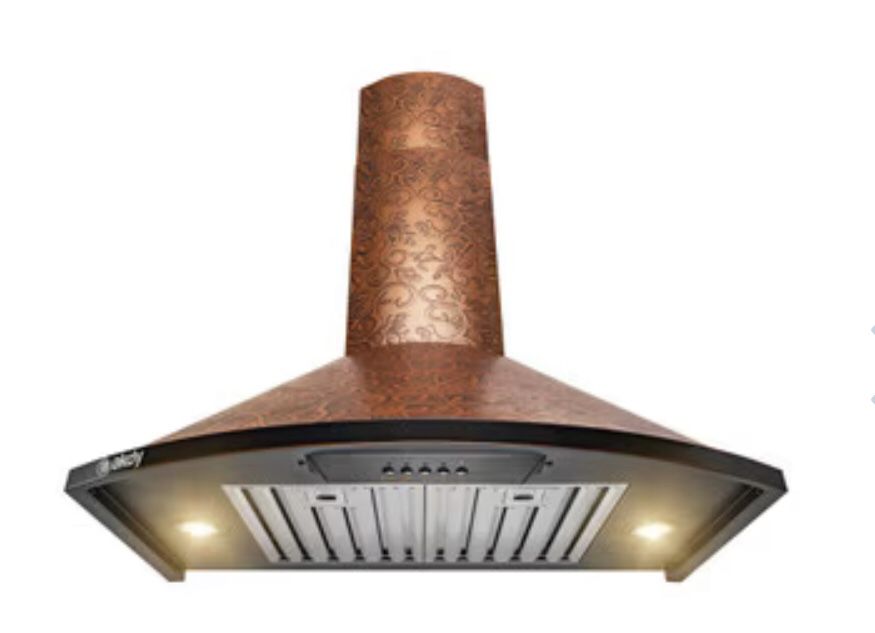 Embossed Copper Vine Design Kitchen Range Hood with Light