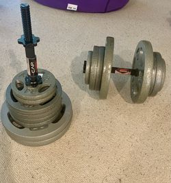 206 Pound Adjustable Dumbbell Set Brand New Standard Cap Weight Plates (103lb each)