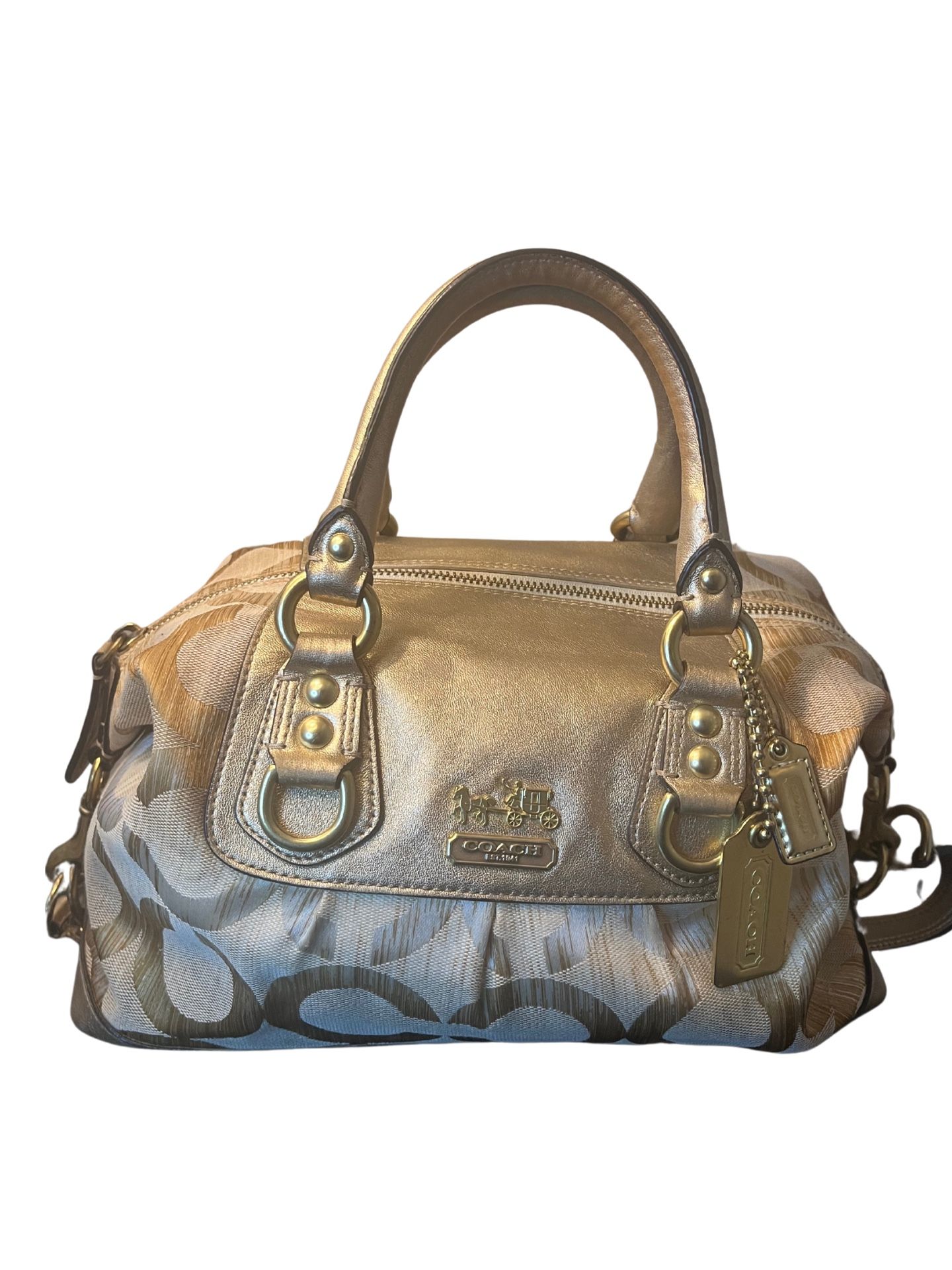 Coach Khaki/Gold Multi Op Art Sabrina Satchel $139 $169