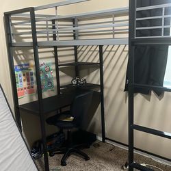 Twin Sky Loft Bed W/ Desk & Shelves