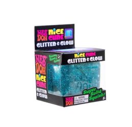 NeeDoh Nice Cube Glitter And Glow - Super Solid Squish! Blue Viral Sold Out