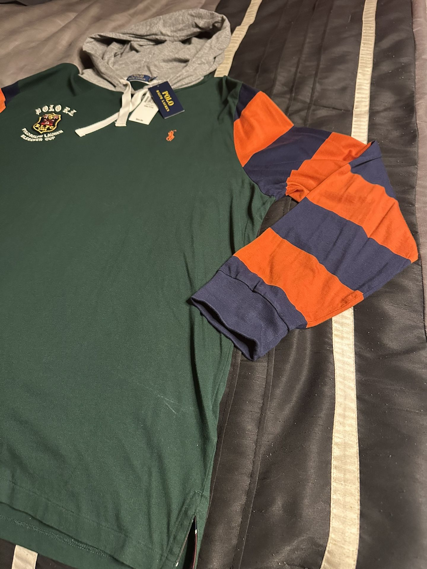Polo Ralph Lauren Men's Hooded Long Sleeve Striped Rugby Shirt Multi Colored XXL
