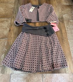 Zoe Ltd Girls Houndstooth Crop Jacket & Skirt Set