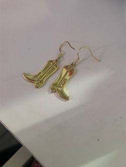Gold cowboy boot earrings