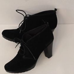 Giani Bernini Womens Ankle Boots Heels Lace Up Suede Black Size 11