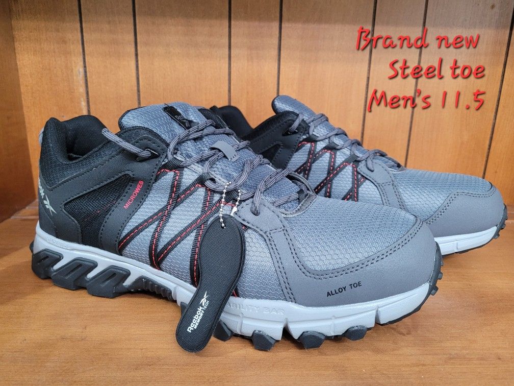 New Reebok-Men's microweb Alloy Toe Bar Oil Resistent Gray Work shoes Boot-11.5
